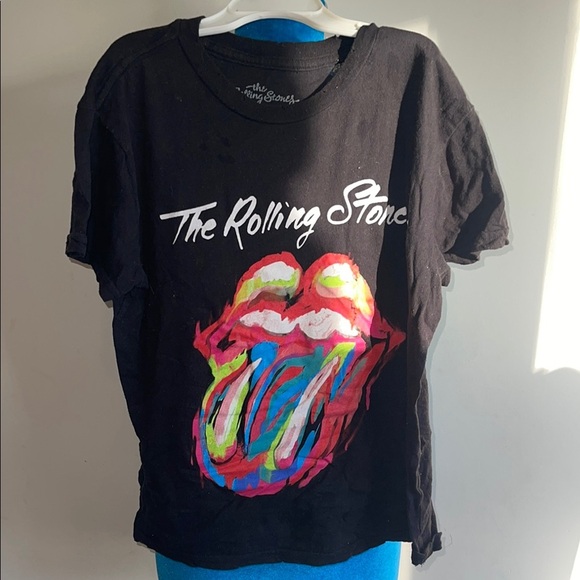 The Rolling Stones Kids Black Tee with Colorful Tongue Graphic - Picture 1 of 3